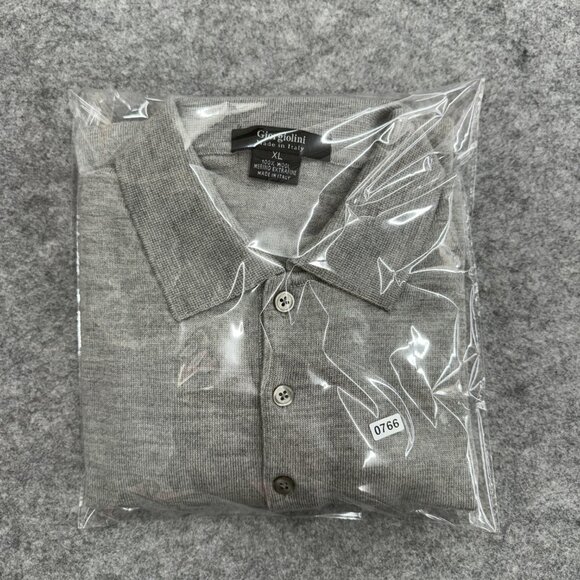 Giorgiolini Men's Polo Sweater 100% Wool Made in Italy Merino Extrafine Gray XL - Picture 11 of 11